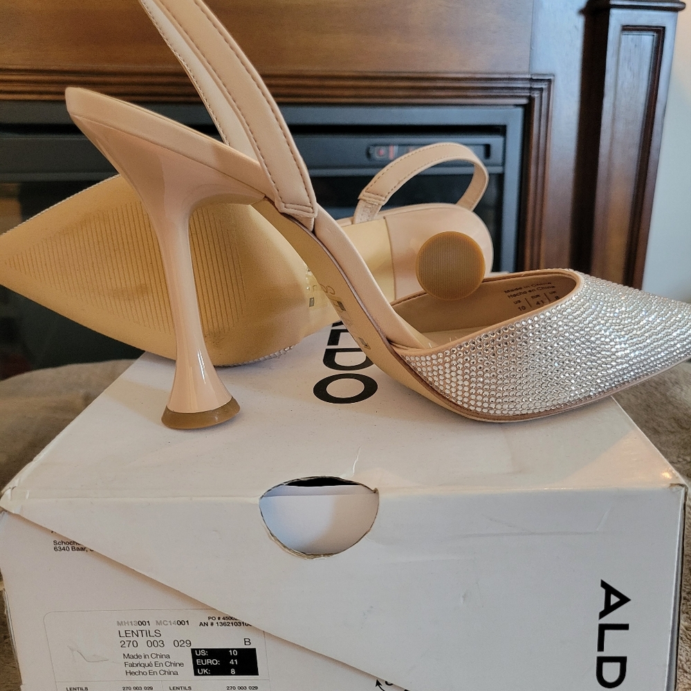 Aldo Silver and Cream Heels